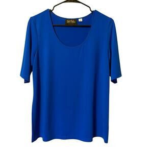 Bob Mackie Shirt Women’s Size M Blue Short Sleeve Stretch